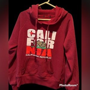 CALIFORNIA Red Sweatshirt with Hoodie Large